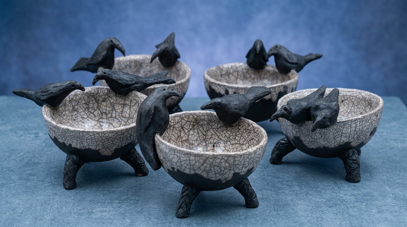 Kokosanki z krukami.  Kilka wzorów. śr. 12 cm - wys. 12 cm