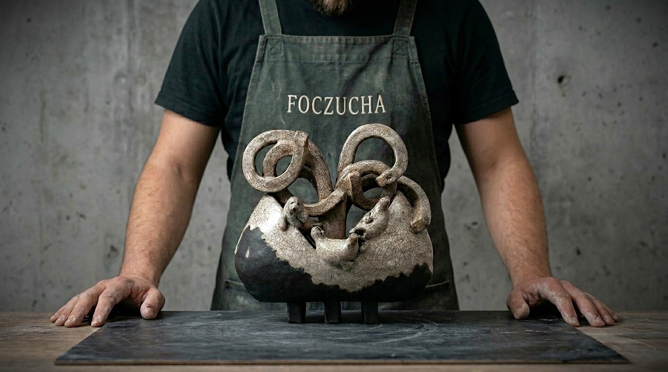 Ręce formujące ceramikę na kole garncarskim